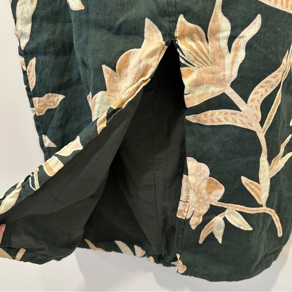 Reiss Jackson Floral Print High Rise Midi Skirt Green Tropical Resortwear Yellow - Picture 6 of 16